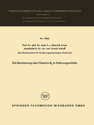 cover image of Die Bestimmung des Vitamins B6 in Nahrungsmitteln